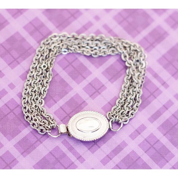 Vintage Silver Tone Crescent Links Elegant Bracelet 7 inch by Avon - V10 - Picture 1 of 3